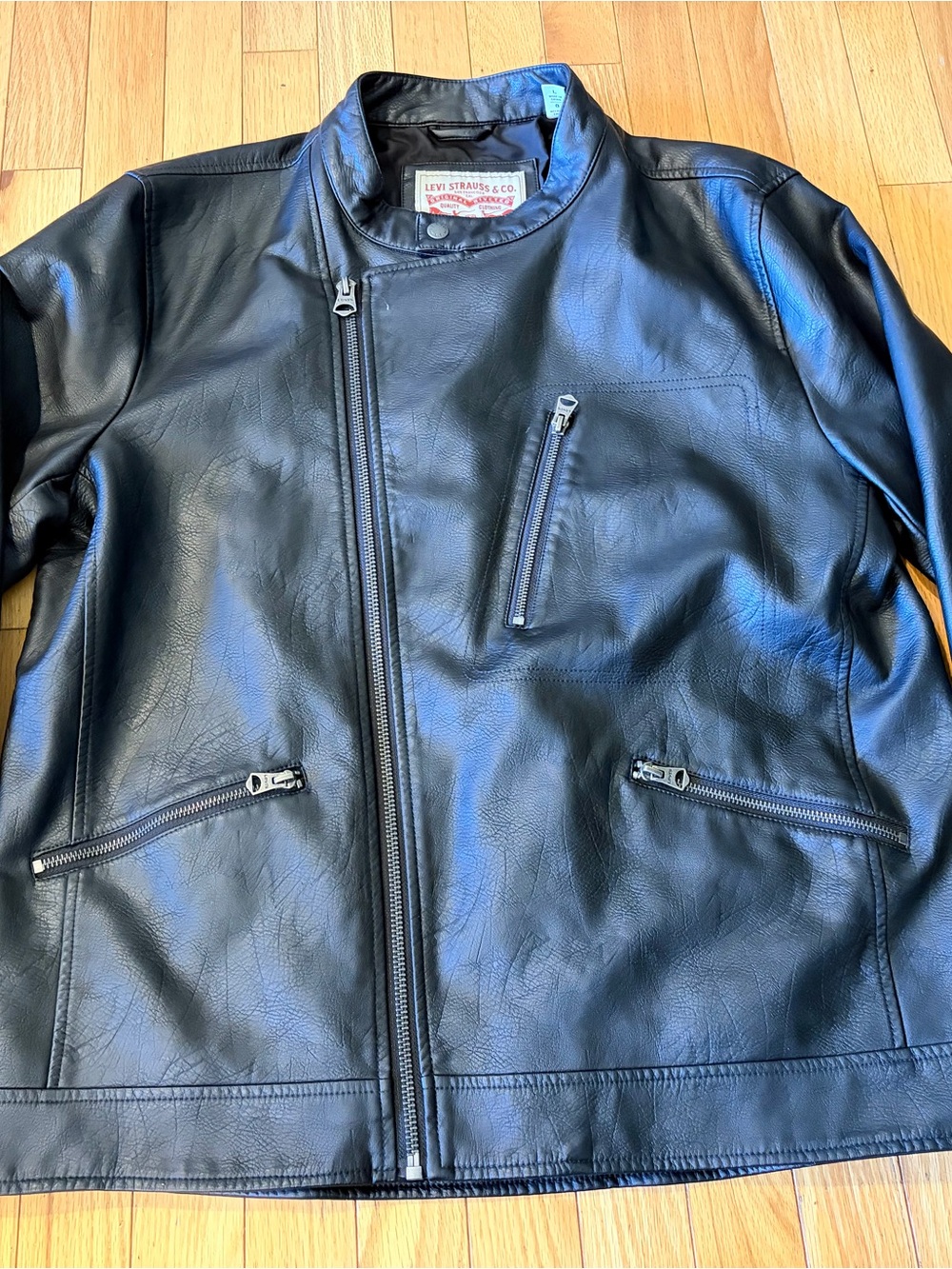 Levi's Black Men's Faux Leather Zip Moto Jacket